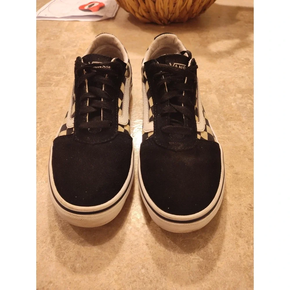 Vans Women's Off the Wall Black Cream Checkerboard Lace Up Canvas Shoes -Size 7
